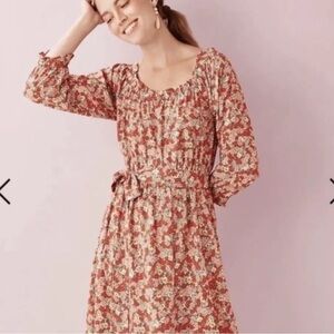 LOFT Outlet off the shoulder peasant dress floral size 8